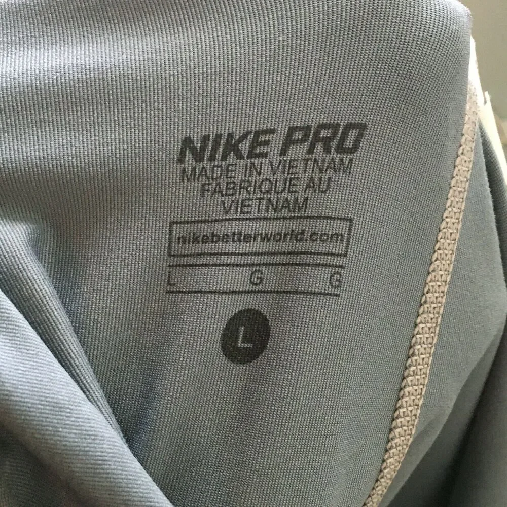 Nike Pro Leggings Women L Blue Geometric Stretch Capri Cropped Athletic Leggings